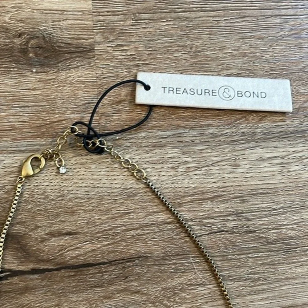 NWT Treasure & Bond Gold Rhinestone Boho Necklace